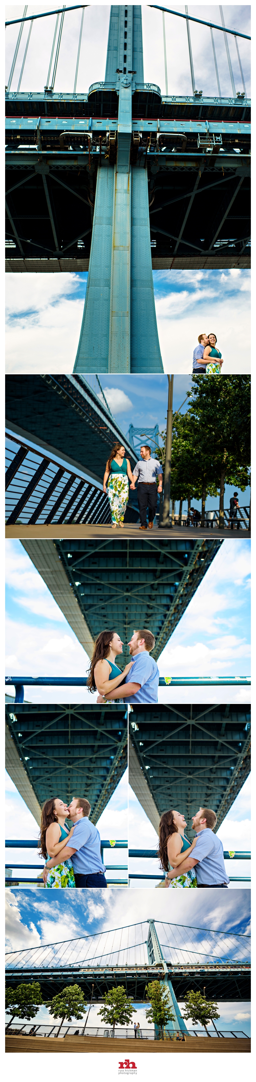 Engagement Session under Ben Franklin Bridge in Philadelphia