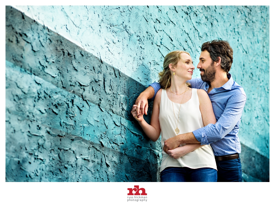 A couple enjoy a moment on South Street during their Philadelphia Engagement Session.