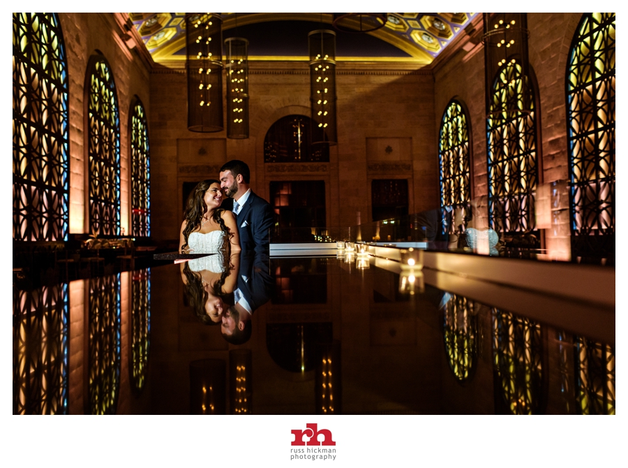 A couple enjoy a moment at their Union Trust Wedding in Philadelphia.