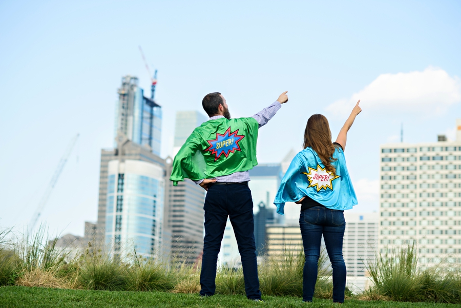 two podcasters with capes take on philly.